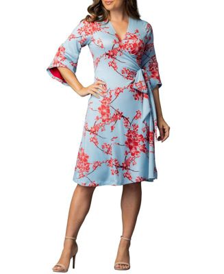 Women's Gemini Wrap Dress with Contrast Lined Sleeves