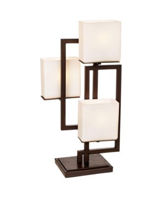 Lighting Modern Table Lamp 24" High Roman Bronze with Dimmer Metal Glass Shade for Bedroom Living Room Bedside Nightstand Office