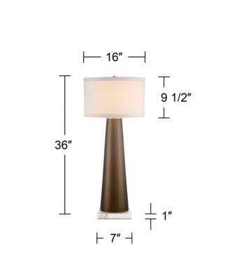 Karen Modern Table Lamp with Square Marble Riser 36" Tall Dark Gold Glass  Shade for Bedroom Living Room Nightstand