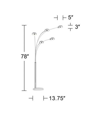 Infiniti Mid Century Modern 78" Tall Arc Floor Lamp with Smart Socket Chrome 5-Light Swivel Dome Shade for Living Room