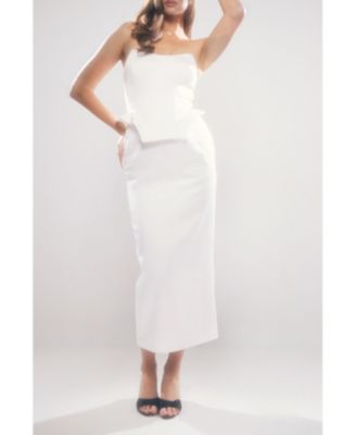 Women's Premium Bonded Satin Corset Midaxi Dress