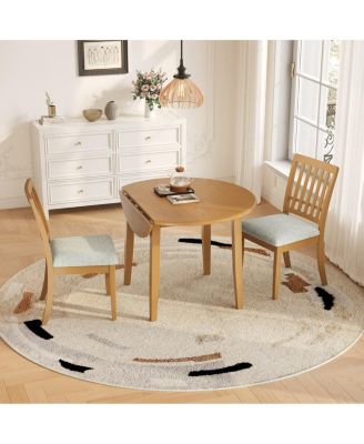 3-Piece Folding Round Dining Table Set, 2-Chair Kitchen Nook Set