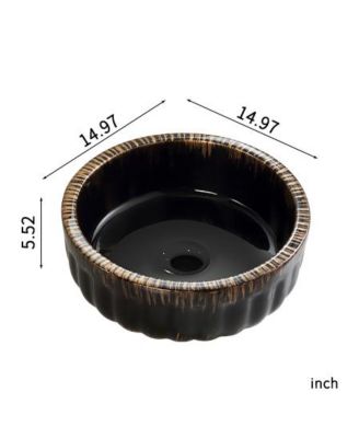 Ceramic Vessel Bathroom Sink Above Counter Small Bowl Without Pop Up Drain and Faucet