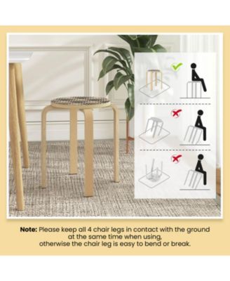 Set of 4 Stackable Bentwood Round-Top Stools