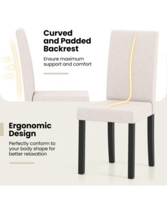 Set of 2 Mid-Century Modern Fabric Upholstered Parson Dining Chairs