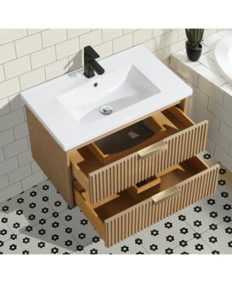 Diego 30" Floating Bathroom Vanity Oak