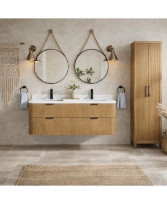 Chantal 60" Floating Bathroom Vanity Oak