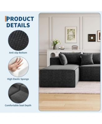 106.7" Modular Sectional Sofa, L-Shaped Cloud Couch with Chaise, Deep Seat Chenille