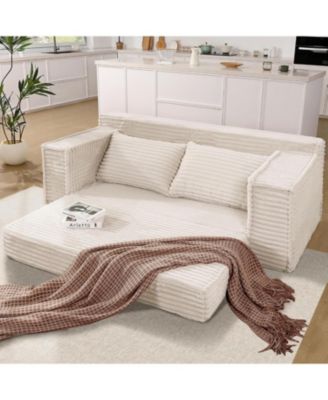 75" Convertible Sofa Bed, Boneless Futon Couch with 2 Pillows, Pull-Out Loveseat Sleeper, No Assembly