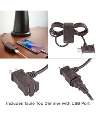 Modern Buffet Table Lamp 33" Tall with USB Charging Port Dark Bronze Drum Shade for Bedroom Living Room Office