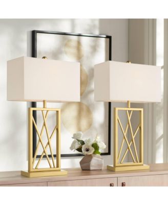 Claudia 26 1/2" Tall Open Metal Base Modern Glam Table Lamps Set of 2 Gold Finish Shade Living Room Bedroom
