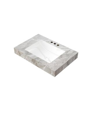 30 Inch Light Sintered Stone Countertop with Undermount Ceramic Basin Three Pre Drilled Faucet Holes Cabinet Not Included