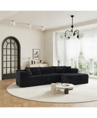 106" Modular Sectional Sofa with Pillows, L-Shape Corduroy Cloud Couch