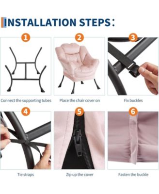 Lazy Chair with Ottoman - 400lb Capacity Lounge Chair, Oversized Reading Armchair with Folding Footrest and Side Pocket