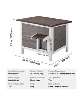 Wooden Outdoor Cat House with Roof PVC Door Flaps for Cats Feral Pet Shelter