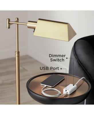 Modern Task Floor Lamp with USB Charging Port 61" Tall Satin Nickel Adjustable Gooseneck Arm for Living Room Reading