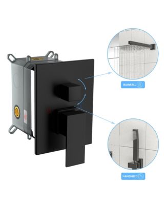 Shower System with Adjustable Slide Bar,12 Inch Wall Mounted Square Shower System with Rough-in Valve