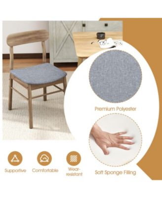 Set of 2 Fabric Upholstered Armless Dining Chairs with Rubber Wood Frame in Oak