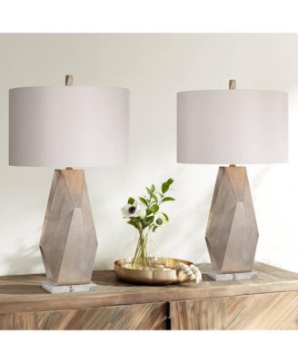 32 1/2" Tall Geometric Mid Century Modern End Table Lamps Set of 2 Champagne Gold Living Room Bedroom