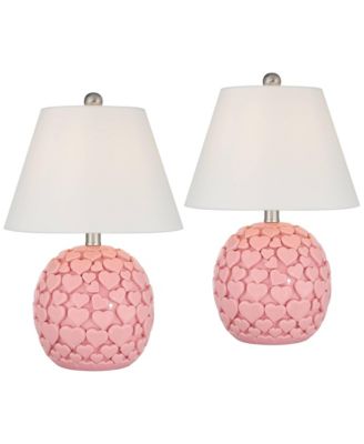 Aurora 17 1/4"H Hearts Ceramic Table Lamp Set of 2 with Dimmer