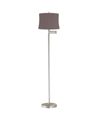 Druckman Modern 60 1/2" Tall Standing Floor Lamp Adjustable Swing Arm Metal Brushed Nickel Finish Drum Sierra