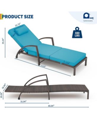 Set of 2 Rattan Folding Chaise Loungers, 5-Position Adjustable