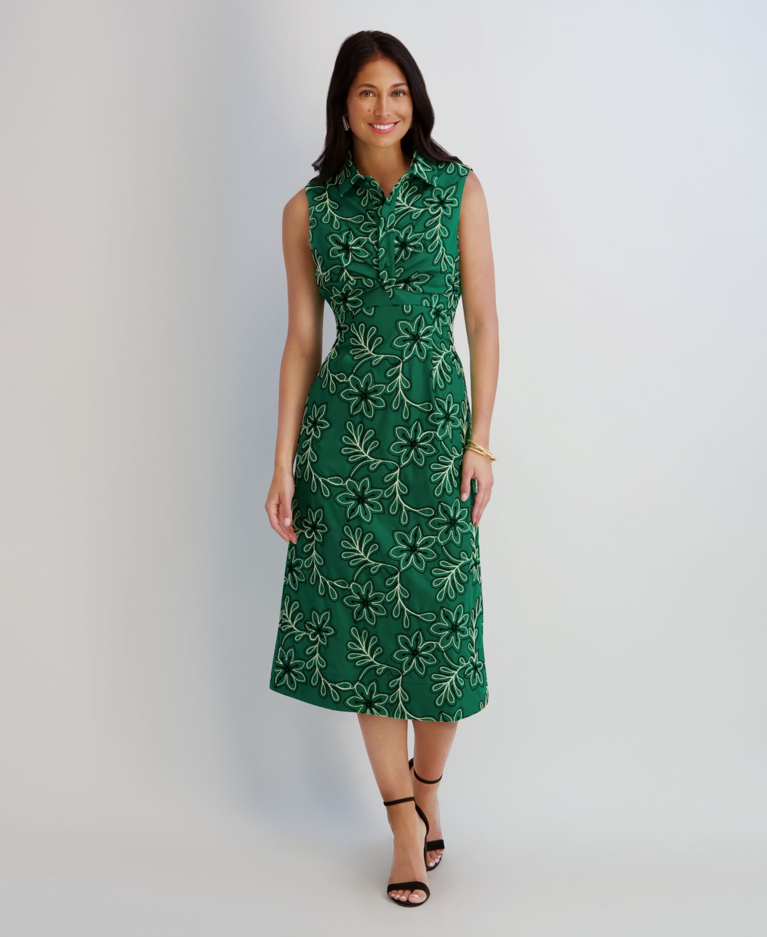 Women's Novelty Corded Woven Collared Midi Dress