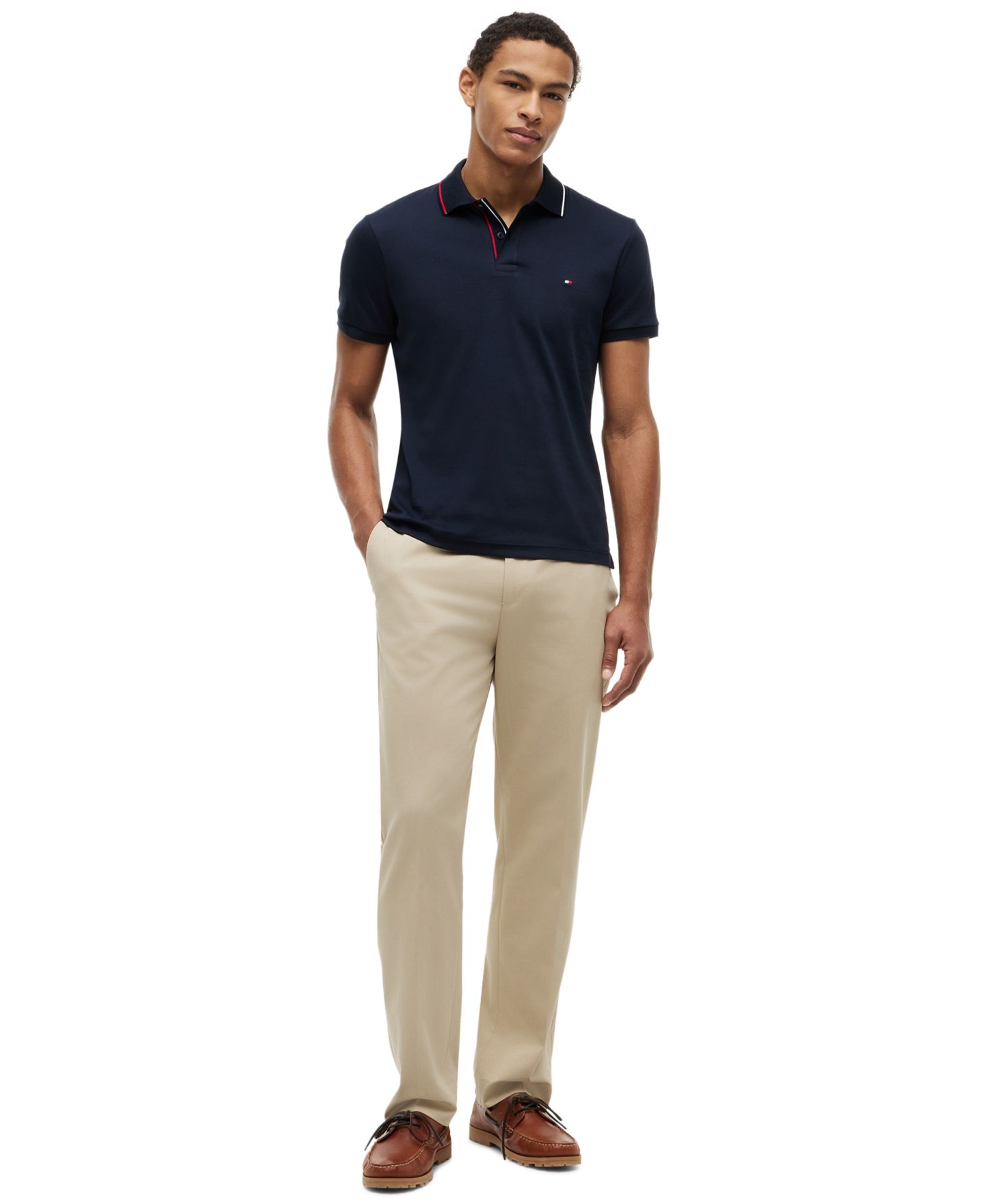 Мужское поло Tommy Hilfiger Slim-Fit Smooth Touch Tipped Polo Shirt, цвет: Пустынный небесно-голубой — фото 2
