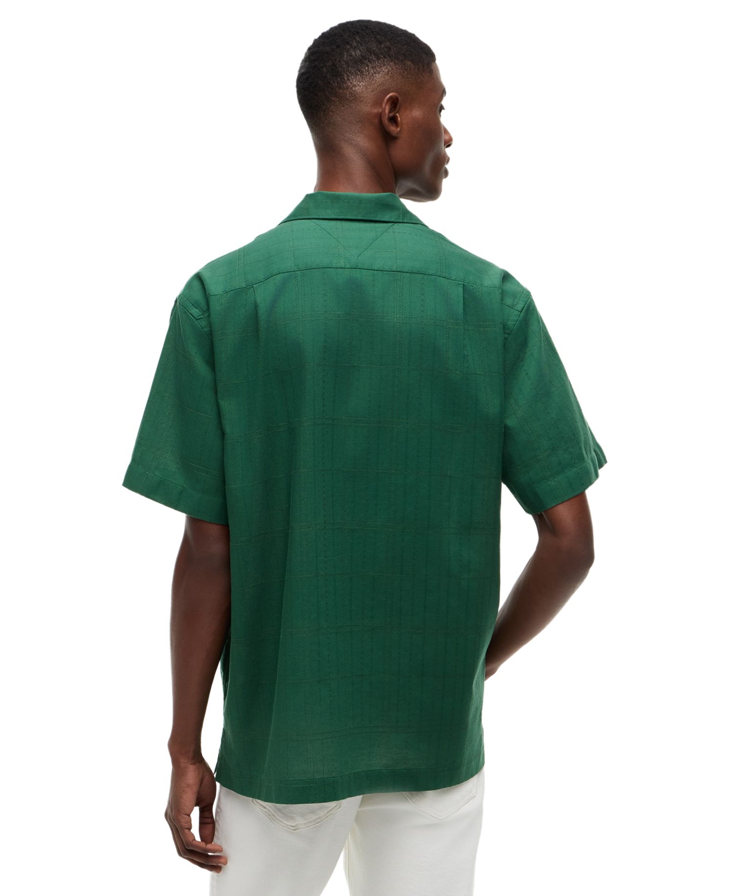 Men's Open-Structure Camp Collar Windowpane Shirt