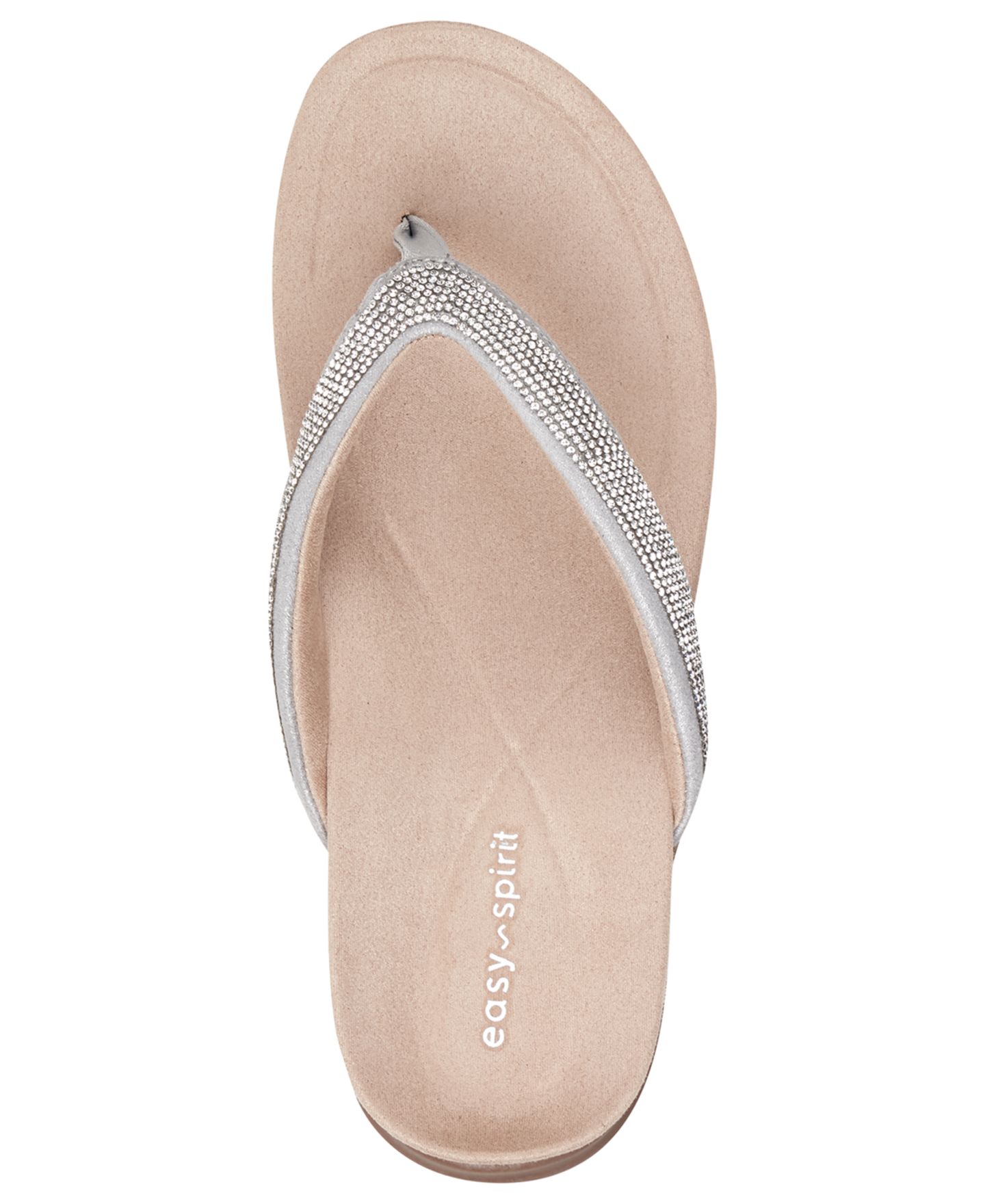 Женские сандалии Easy Spirit Wendi Embellished Thong Slip-On, цвет: Серебряный — фото 4