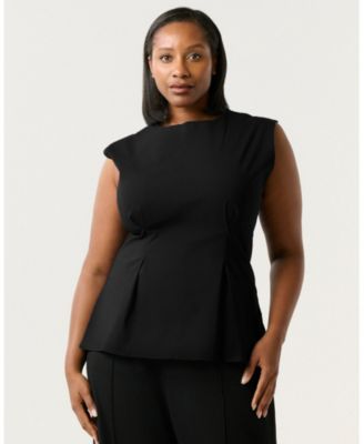 Plus Size Hallie High-Neck Sleeveless Peplum Top
