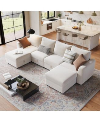 Modular Sectional Sofa-Cloud Sectional Couches- Couch Sectional with Large Storage and Ottoman for Living Room, L-Shape