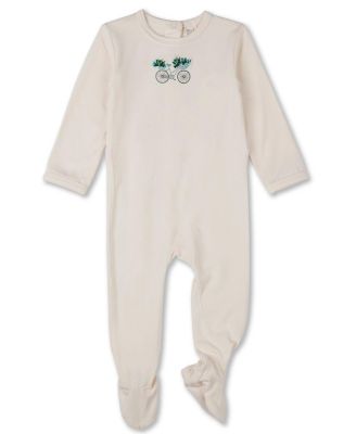Baby Girls "Bicycle Basket of Blooms" Embroidered Footie