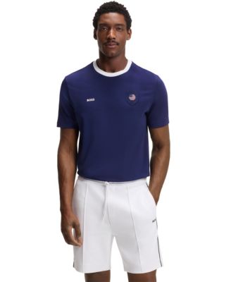 Men's Stretch-Cotton USA Country Flag Logo T-Shirt