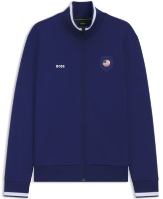 BOSS by Men's Cotton-Blend USA Country-Flag Badge Sweatshirt