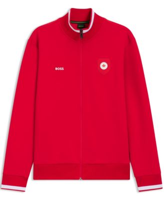 BOSS by Men's Cotton-Blend Canada Country-Flag Badge Sweatshirt