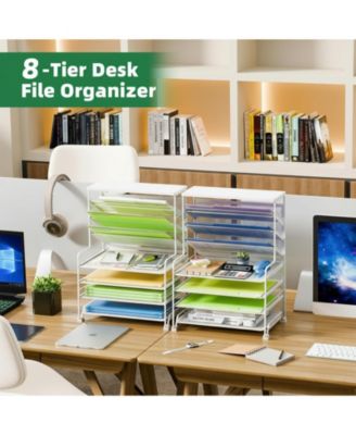 7 Tier Desk File Organizer 2 Pack Letter Tray Paper Mesh Office Home School