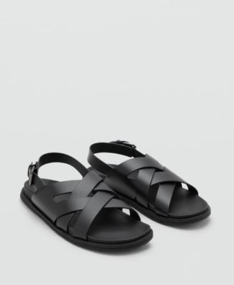 Men's Crossed Straps Leather Sandals