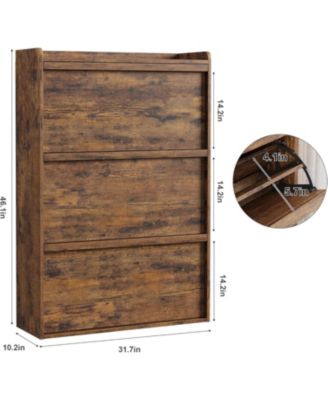 Shoe Cabinet with 3 Flip Drawers, Hidden Shoe Storage Organizer for Entryway, Shoe Rack with Adjustable Shelf