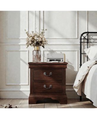 Timeless Classic Wooden Nightstand Cherry Finish Traditional Bedroom Storage Furniture with Drawers