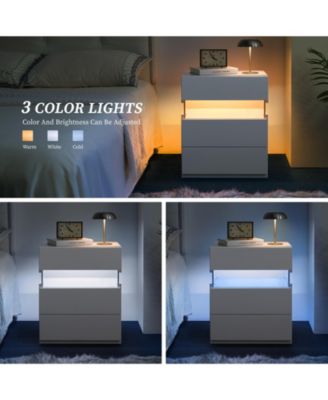 Elegant Modern Wooden Nightstand with 3 Drawers Finish Bedside Table for Bedroom Living Room