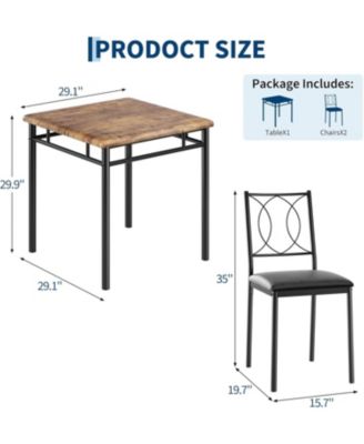 Dining Table Set for 2, Small Kitchen Table with Upholstered Chairs, Farmhouse Wood Dining Table Chairs for Kitchen Room, Small Spaces