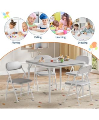 5 Piece Folding Kids Table and Chairs Set, Children Activity Table and Chairs Set for Dining Room,Daycare,Classrooms