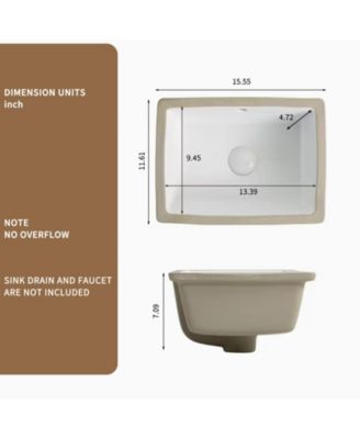 16 Inch Rectangle Undermount Bathroom Sink Under Counter Vanity Sink Opening Size White Porcelain Basin Sink Para Banos