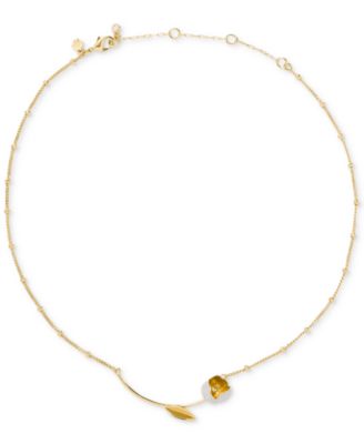 kate spade new york Golden Bloom Cubic Zirconia Bar Pendant Necklace - White 78$