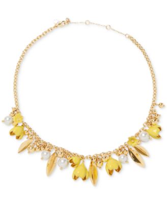 Golden Bloom Glass & Cubic Zirconia Statement Necklace