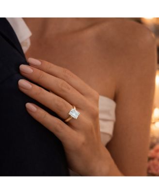 Valentina Moissanite 3 ct. t.w. Emerald Cut Solitaire Ring in Gold Vermeil