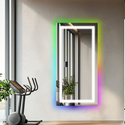 LUVOD 48”x24” Rectangle Smart LED Bathroom Mirror Smart LED Bathroom Mirror Digital Display Anti Fog Memory Function