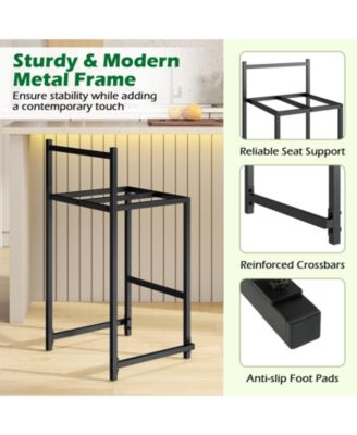 26'' Stackable Counter Height Bar Stools Set of 4 w/Back Metal Frame and Footrest
