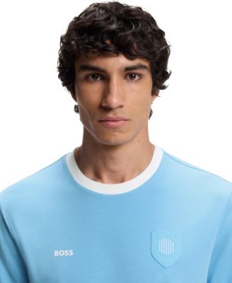 BOSS by Men's Stretch-Cotton Argentina Country Flag Logo T-Shirt